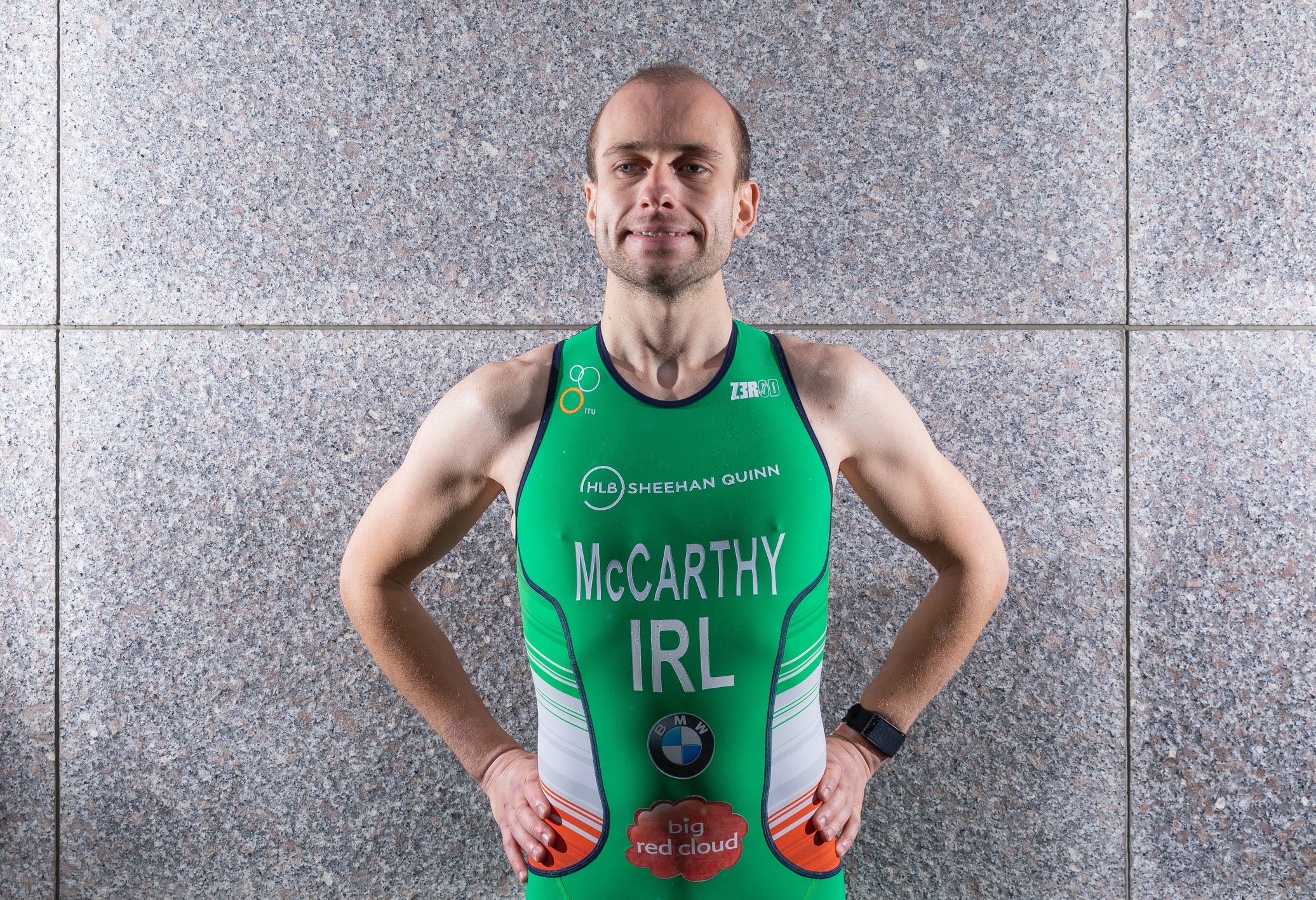 Irish Paratriathlete Donnacha McCarthy posing in uniform