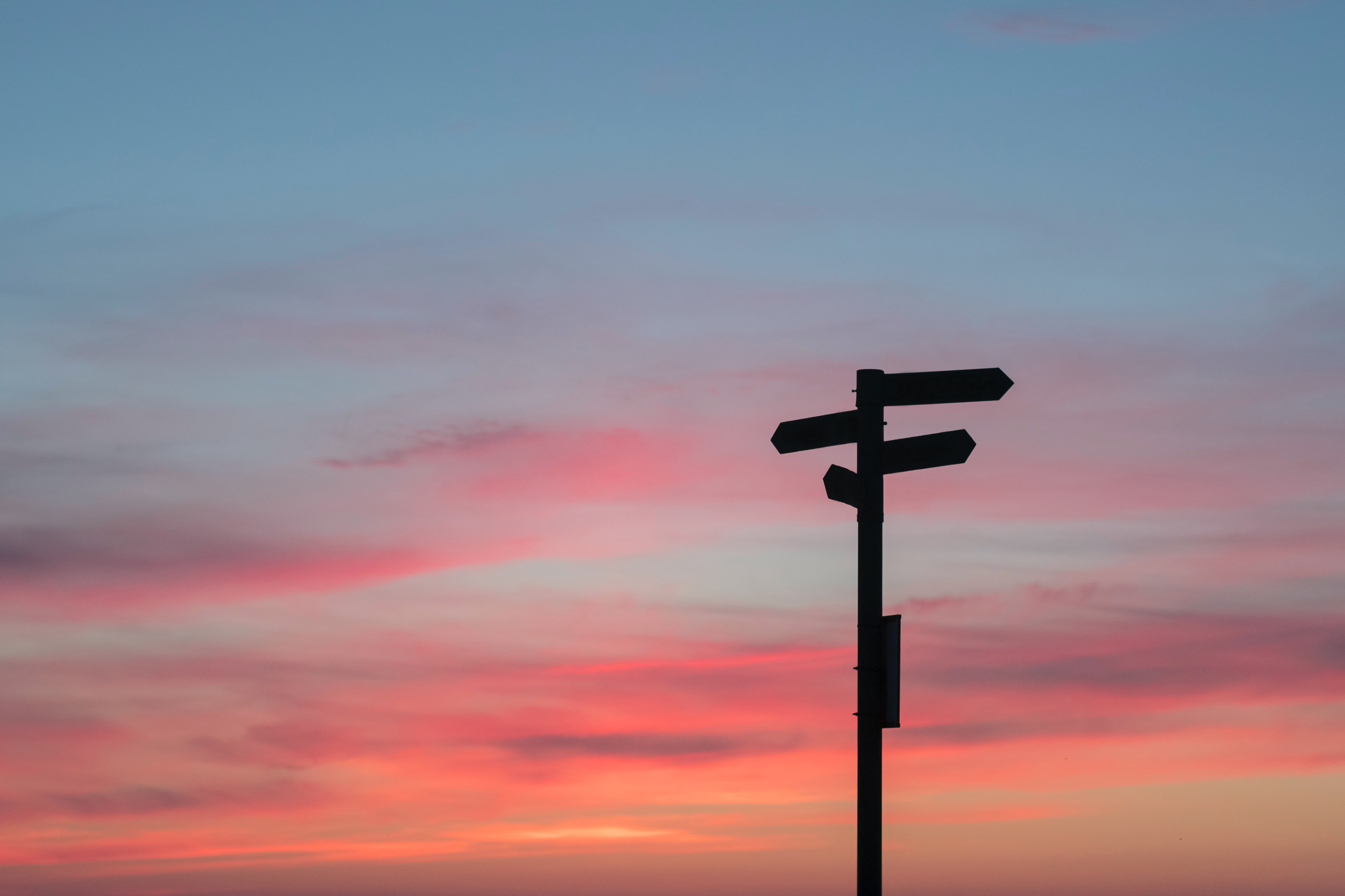 sign post with sunset in the background